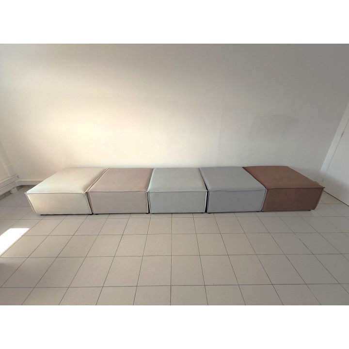 Canapé Modulable 4 Places + Pouf | Tissu Anti-Taches | Modulo