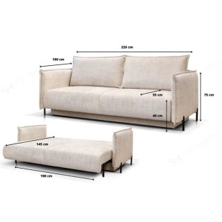 Canapé Convertible Amalfi tissus Marbella Beige