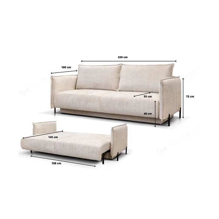 Canapé Convertible Amalfi tissus Marbella Beige