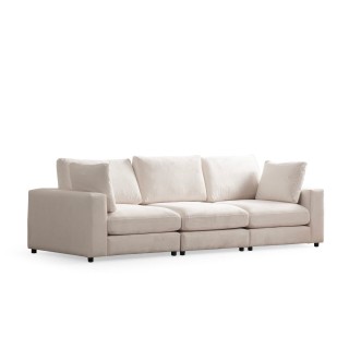 Canapé Julia Modulable Velours Blanc 3+1 Pouf