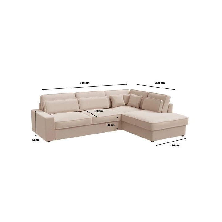 Canapé D'angle Lexus Velours Beige