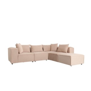Canapé Modulable 4 Places + Pouf | Tissu Anti-Taches | Modulo