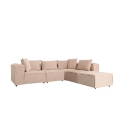 Canapé Modulable 4 Places + Pouf | Tissu Anti-Taches | Modulo