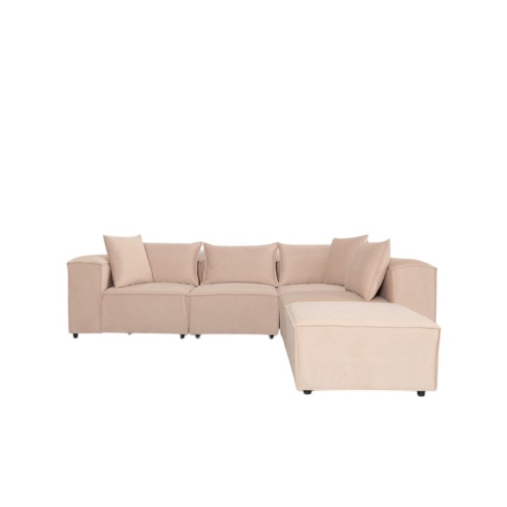 Canapé Modulable 4 Places + Pouf | Tissu Anti-Taches | Modulo